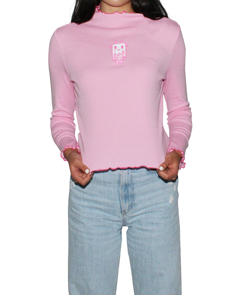 Cozy Strawberry Ribbed Long Sleeve