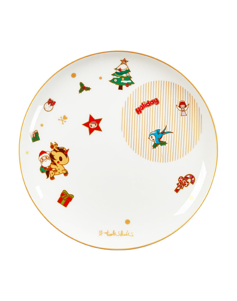 Holiday Wishes 8 Ceramic Plates - Set of two