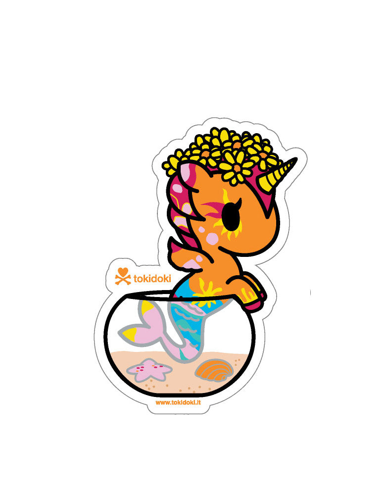 Sunset Coral Mermicorno Die Cut Sticker