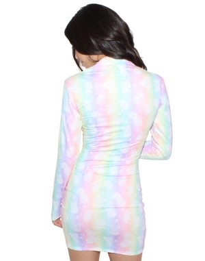 Candy Party Rouched Long Sleeve Dress